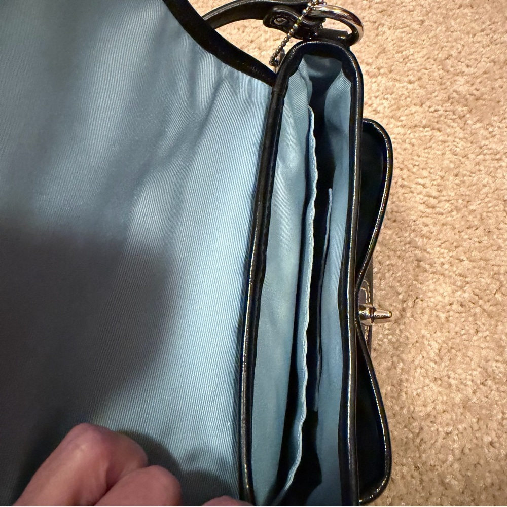 Coach Penny Turn Lock Black Patent Leather Mini Shoulder Bag - Picture 12 of 16